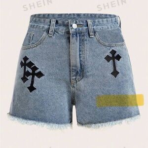 Denim Shorts with Crosses